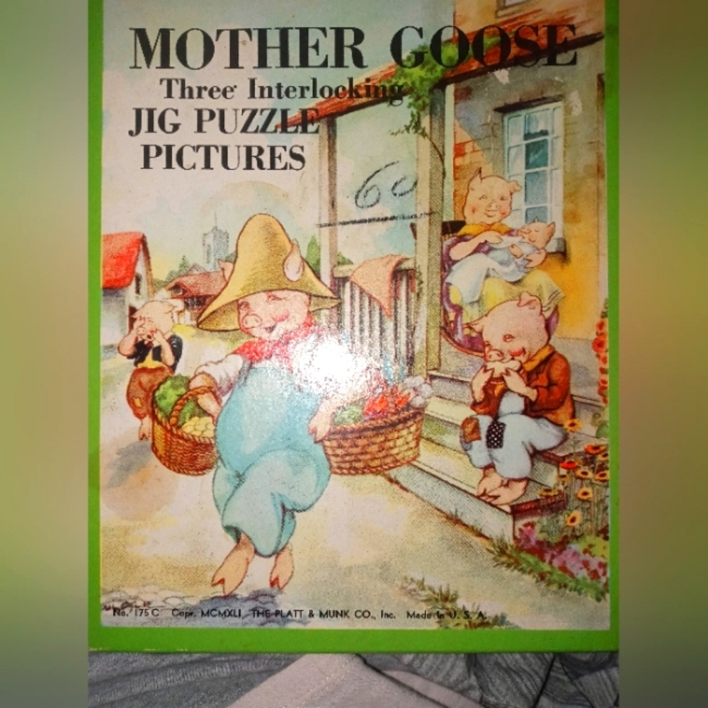 Mother Goose Interlocking Children Jigsaw Pictures (3) 1941